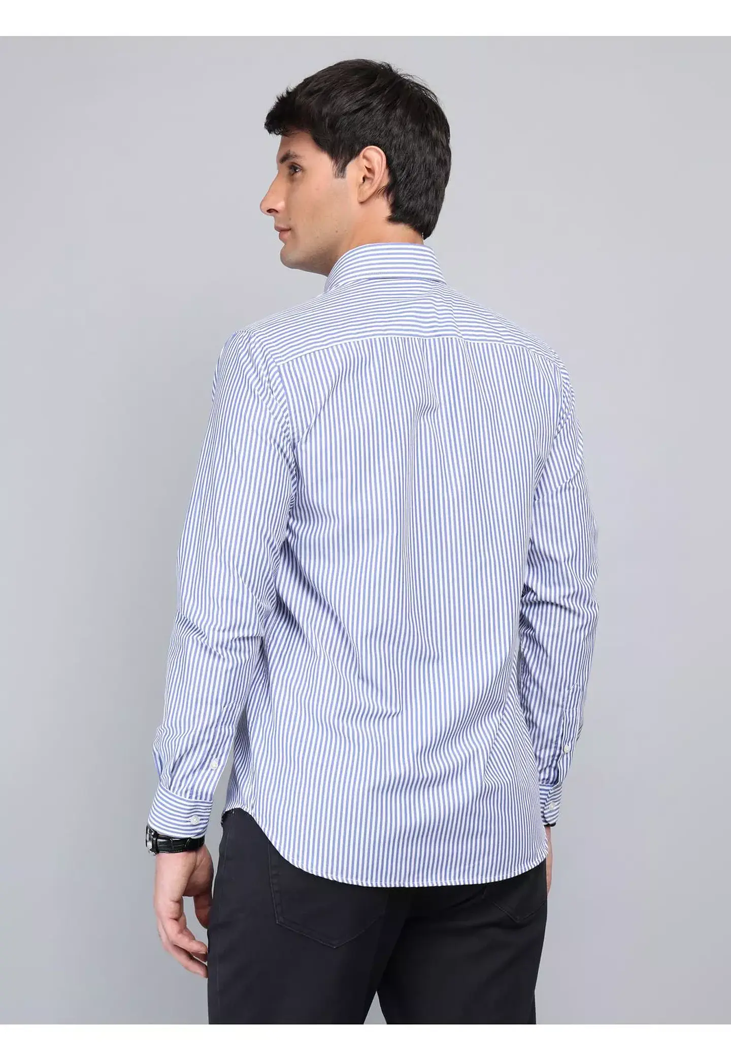 Camisa Hombre M/l Listada Arrow Cm33060az Azul S 3