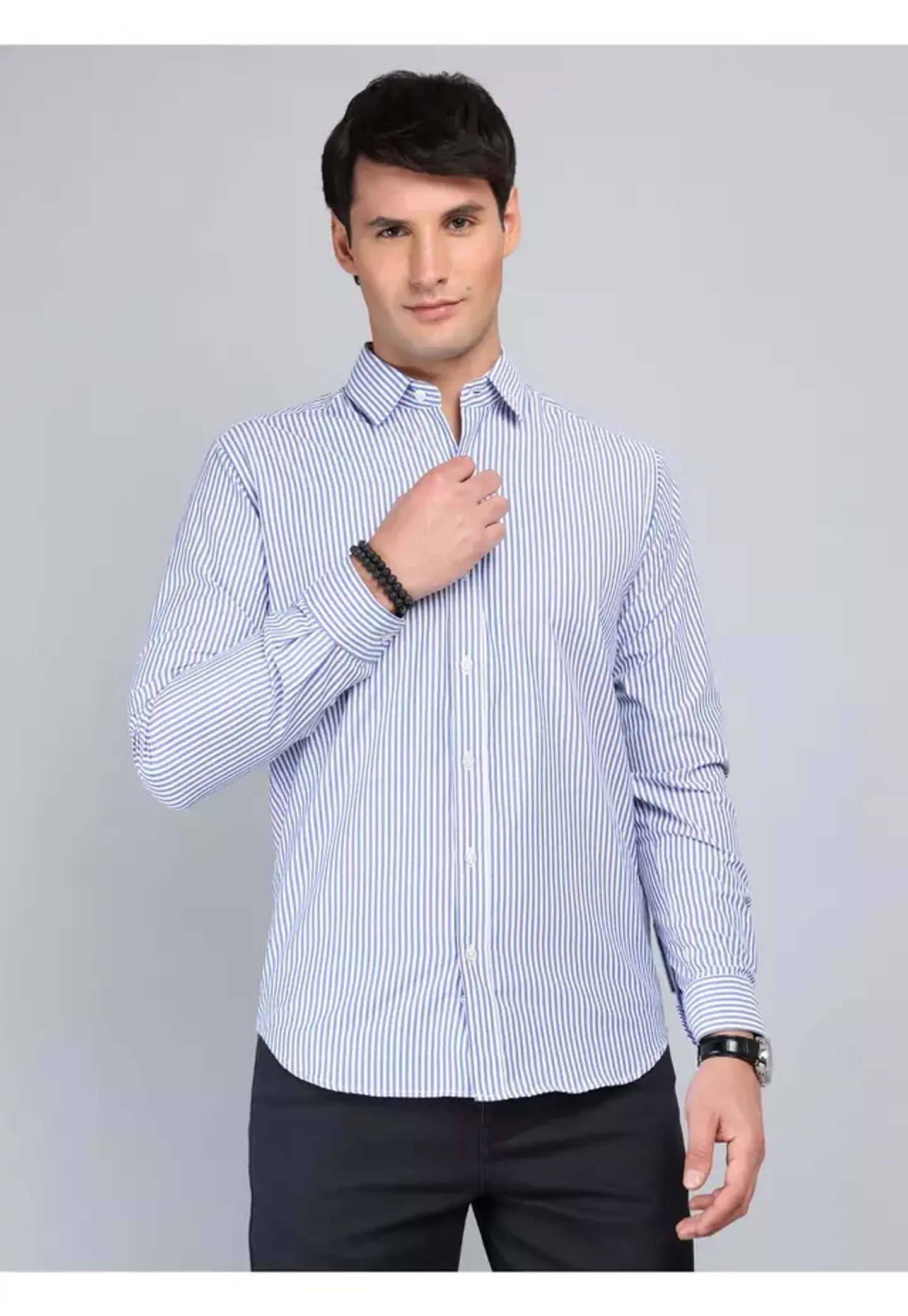Camisa Hombre M/l Listada Arrow Cm33060az Azul S 1