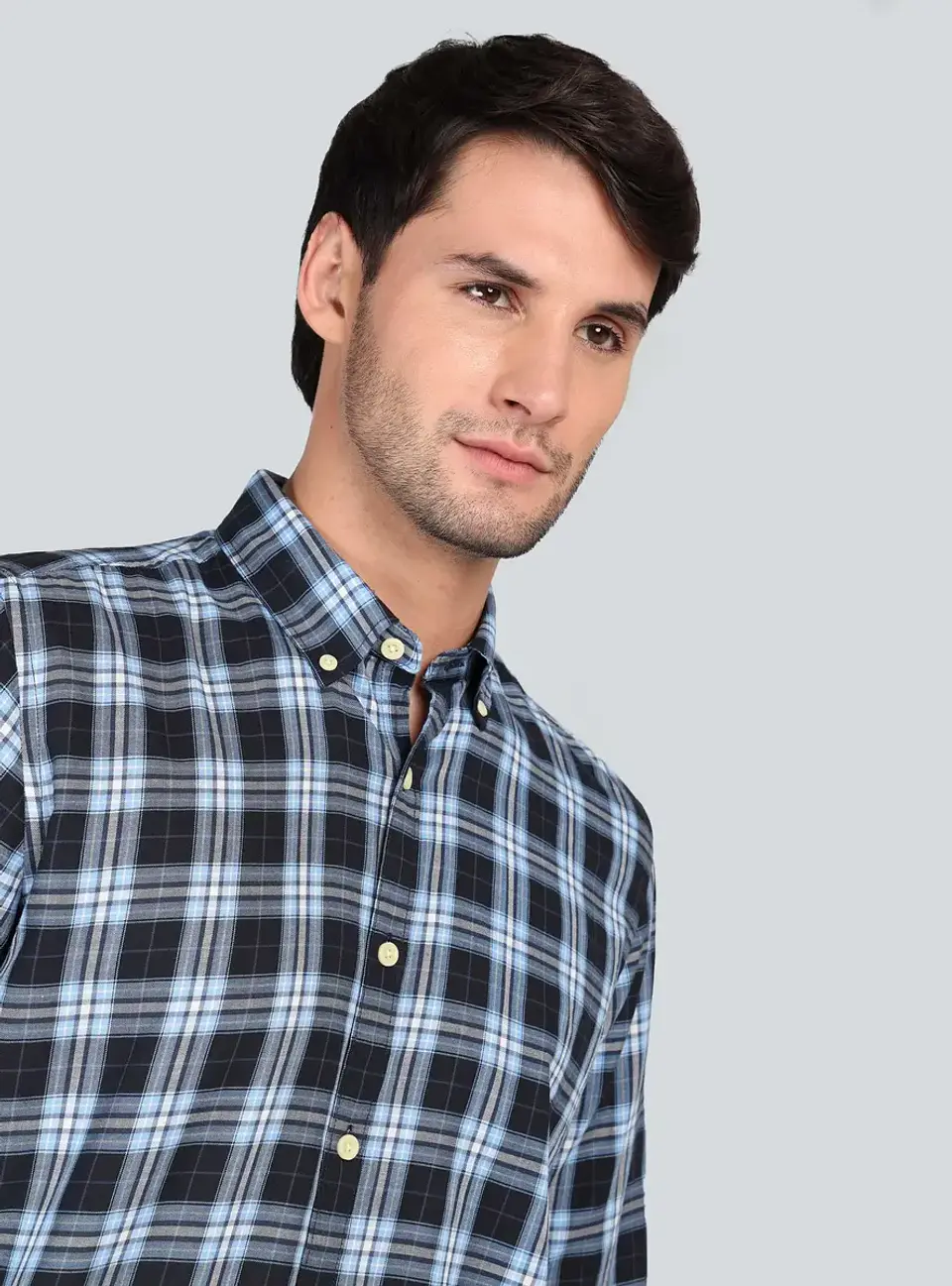 Camisa Hombre M/l Cuadros S/b Arrow Cm33046nb Navy S 3
