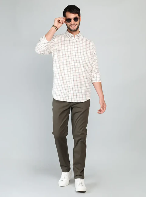 Camisa Hombre M/l Cuadros C/b Arrow Cm33005ca Cafe S