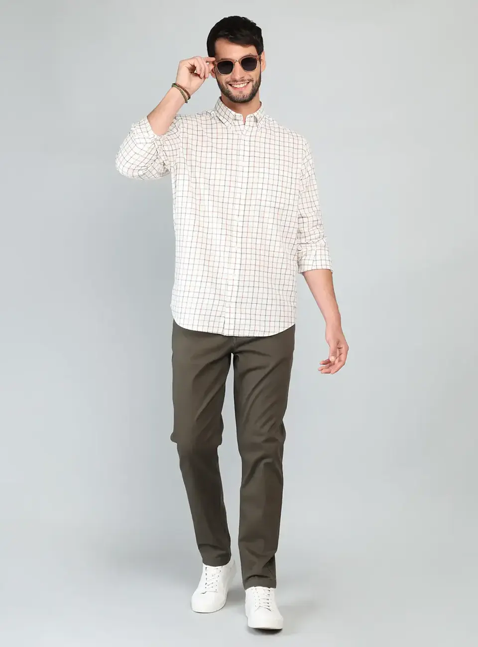 Camisa Hombre M/l Cuadros C/b Arrow Cm33005ca Cafe S 1