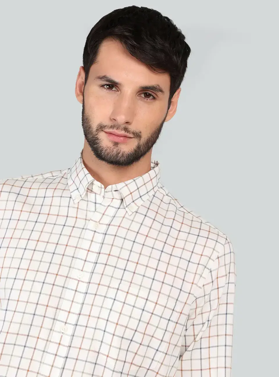 Camisa Hombre M/l Cuadros C/b Arrow Cm33005ca Cafe S 2