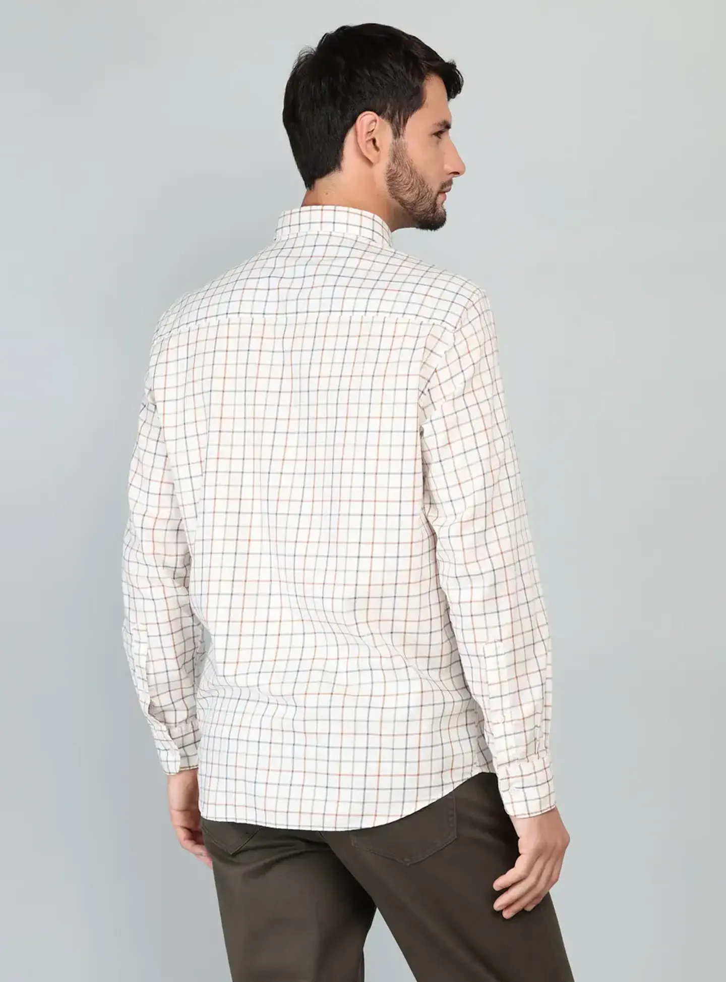 Camisa Hombre M/l Cuadros C/b Arrow Cm33005ca Cafe S 3