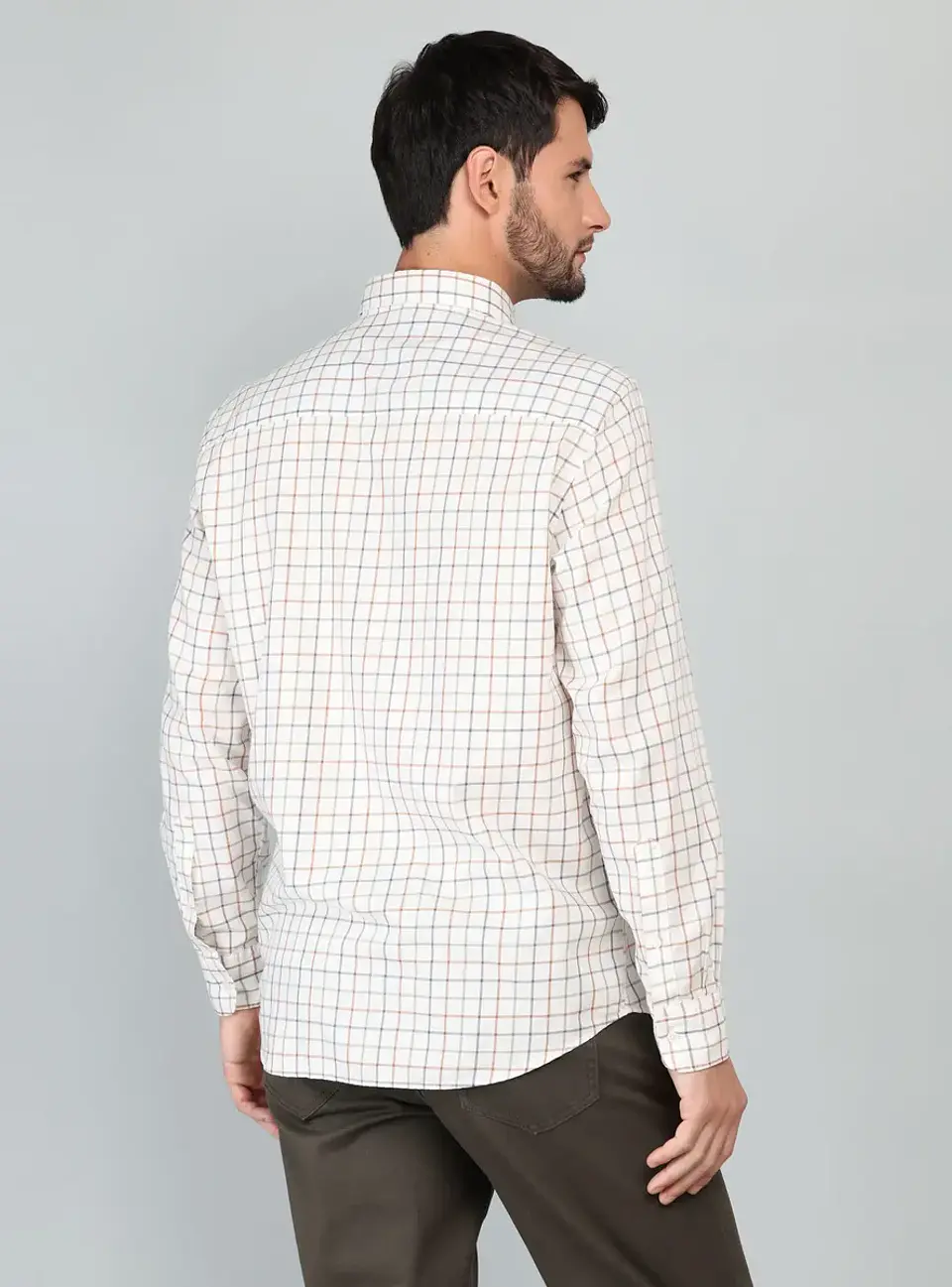 Camisa Hombre M/l Cuadros C/b Arrow Cm33005ca Cafe S 3