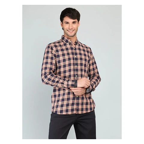 Camisa Hombre M/l Cuadriile C/b Arrow Cm33022na Naranja S