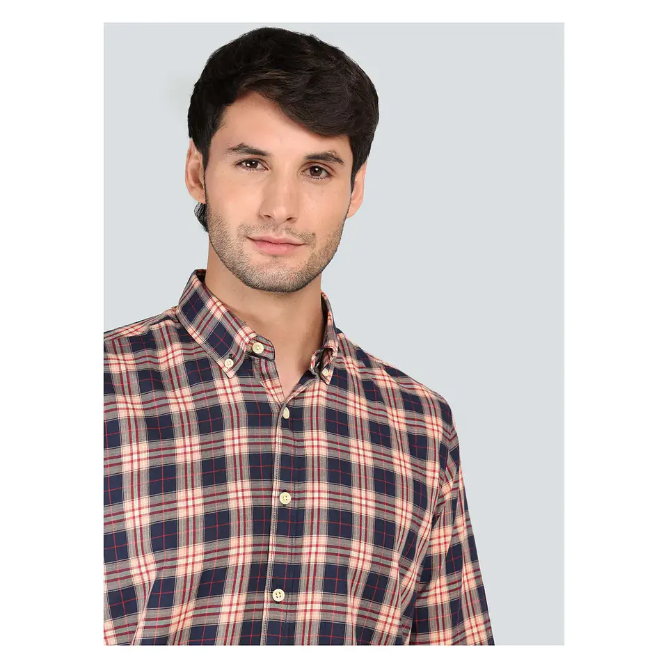 Camisa Hombre M/l Cuadriile C/b Arrow Cm33022na Naranja S 3