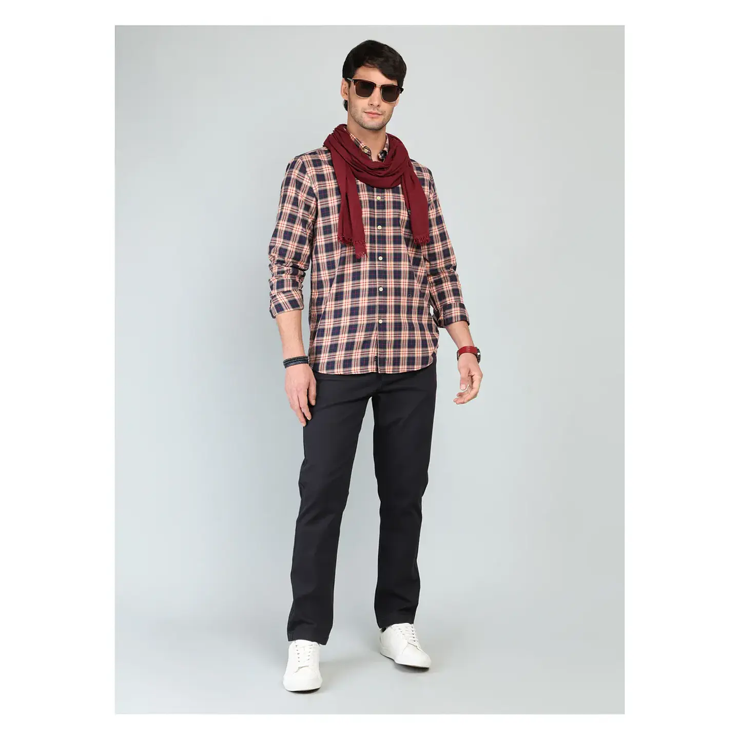 Camisa Hombre M/l Cuadriile C/b Arrow Cm33022na Naranja S 4