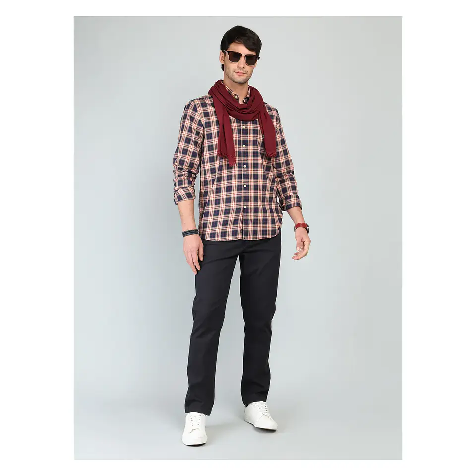 Camisa Hombre M/l Cuadriile C/b Arrow Cm33022na Naranja S 4