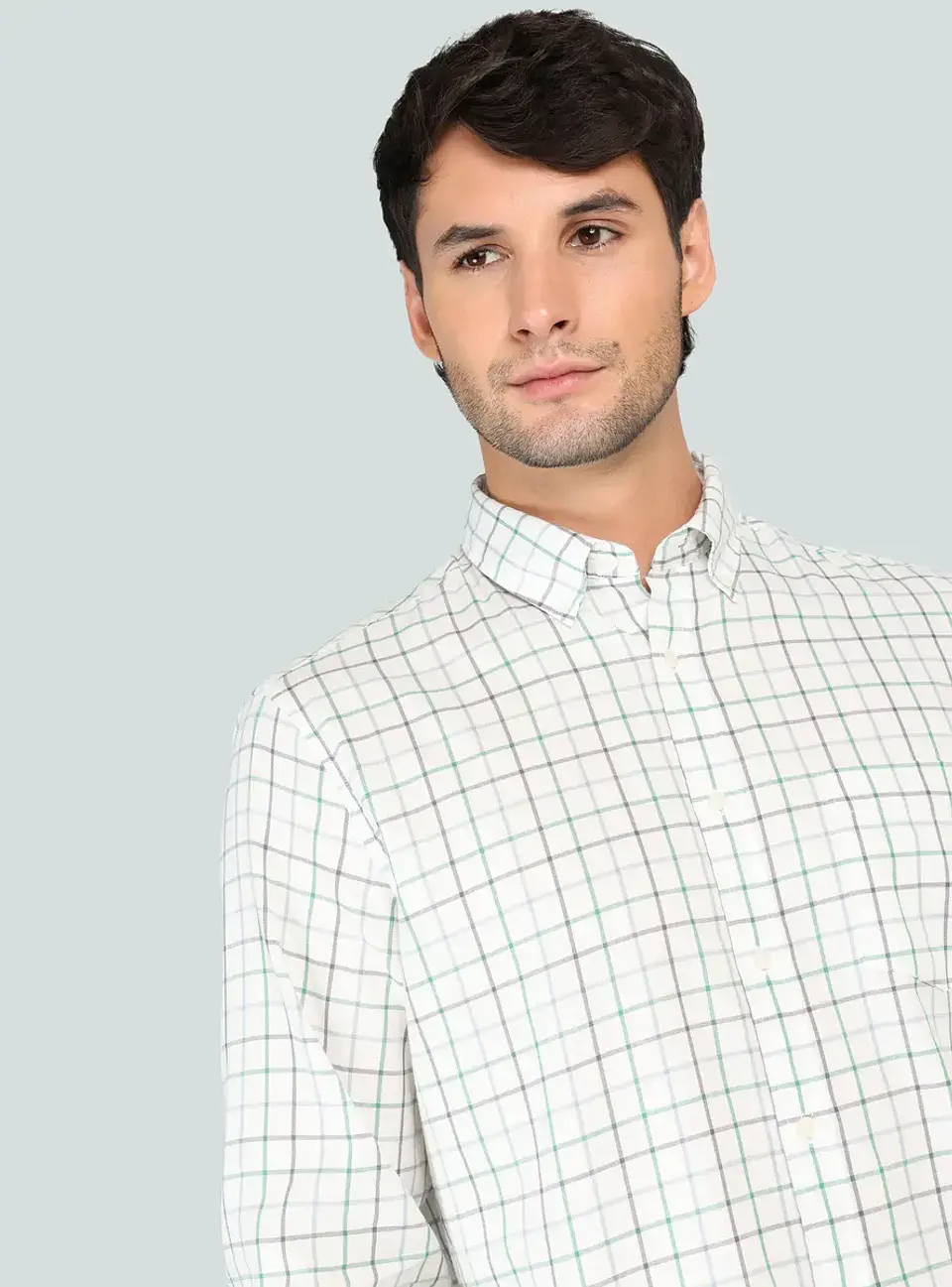 Camisa Hombre M/l Cuadros C/b Arrow Cm33005ve Verde S 3