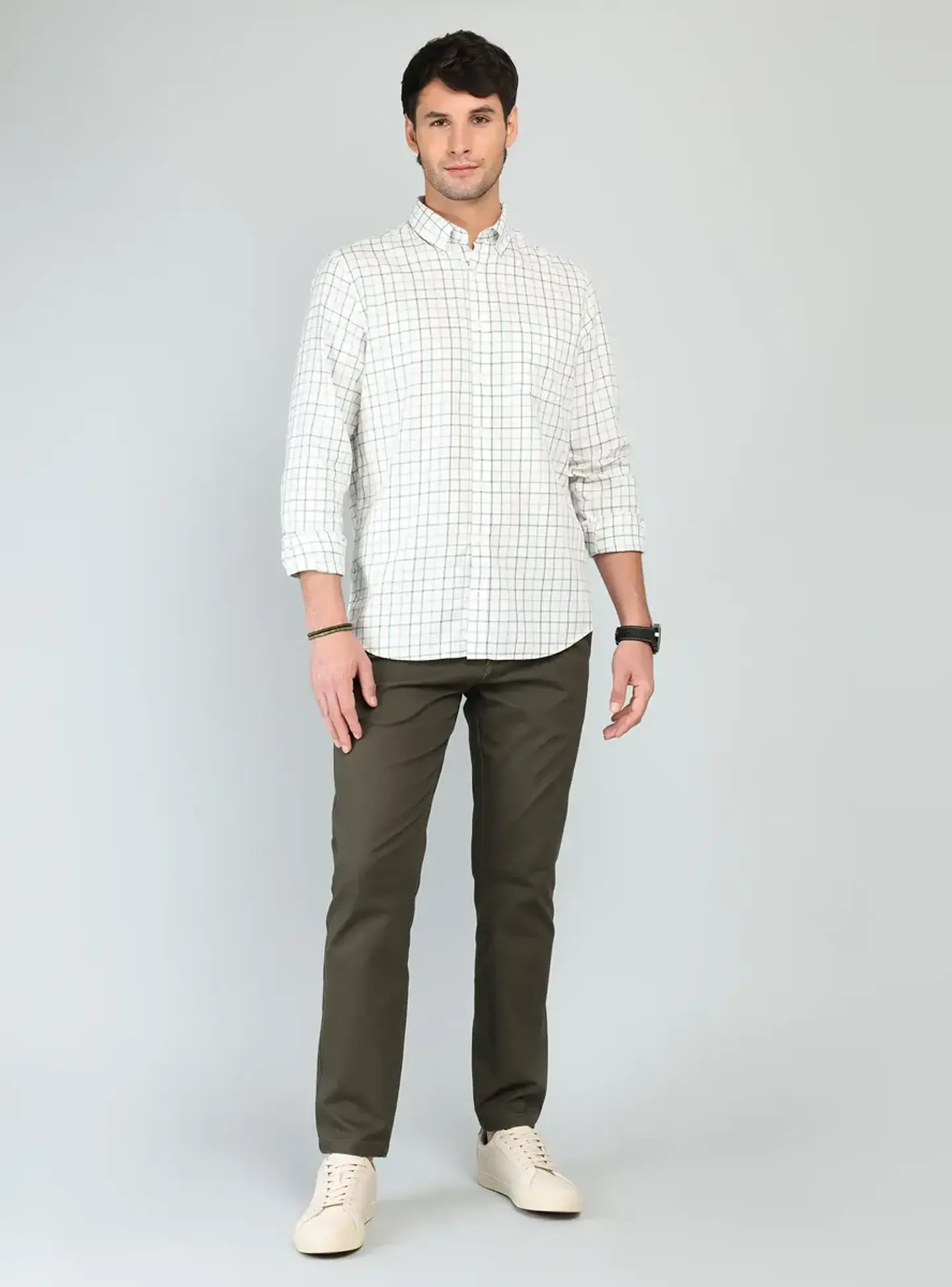 Camisa Hombre M/l Cuadros C/b Arrow Cm33005ve Verde S 4