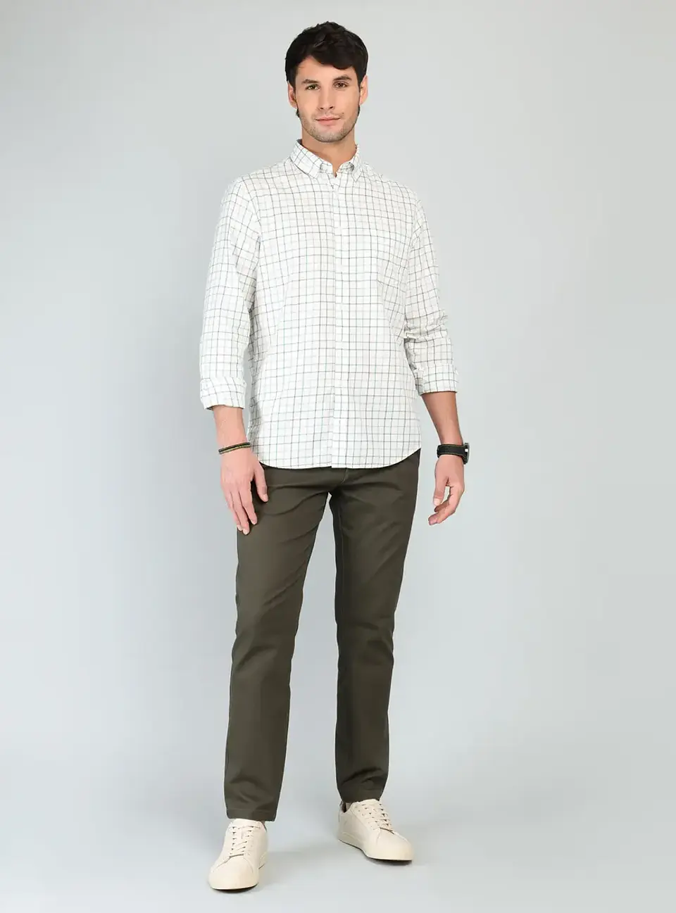Camisa Hombre M/l Cuadros C/b Arrow Cm33005ve Verde S 4