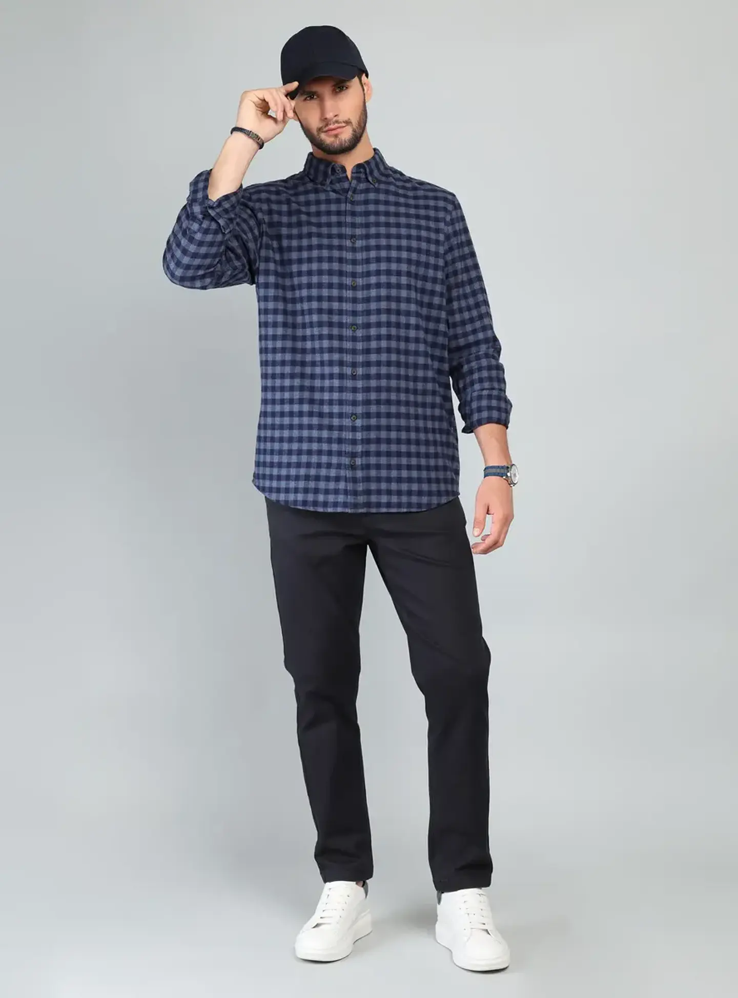 Camisa Hombre M/l Cuadros S/b Arrow Cm33018az Azul S 4