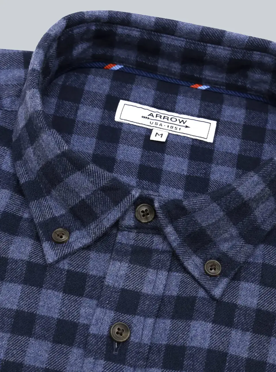 Camisa Hombre M/l Cuadros S/b Arrow Cm33018az Azul S 5