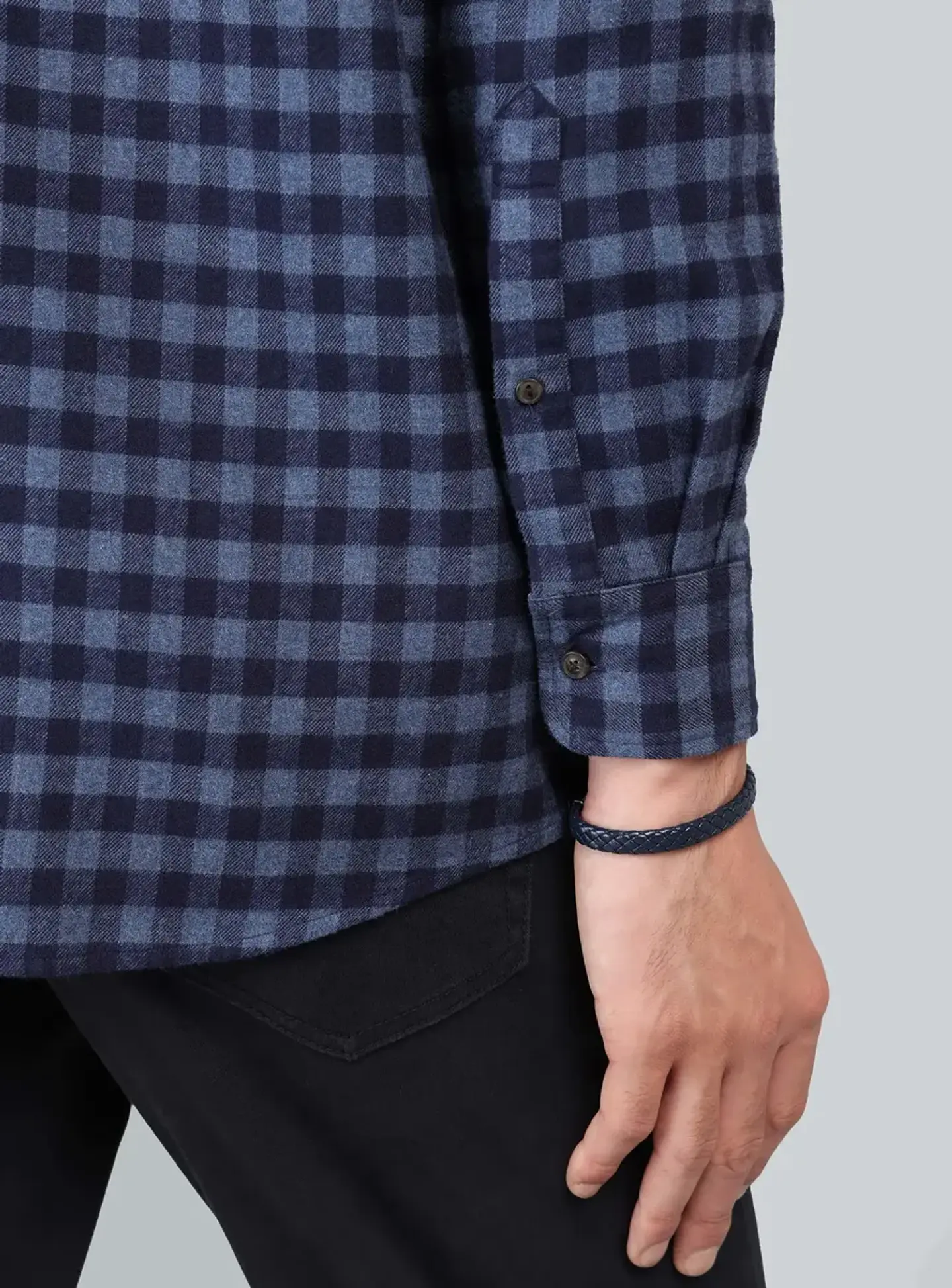 Camisa Hombre M/l Cuadros S/b Arrow Cm33018az Azul S 6