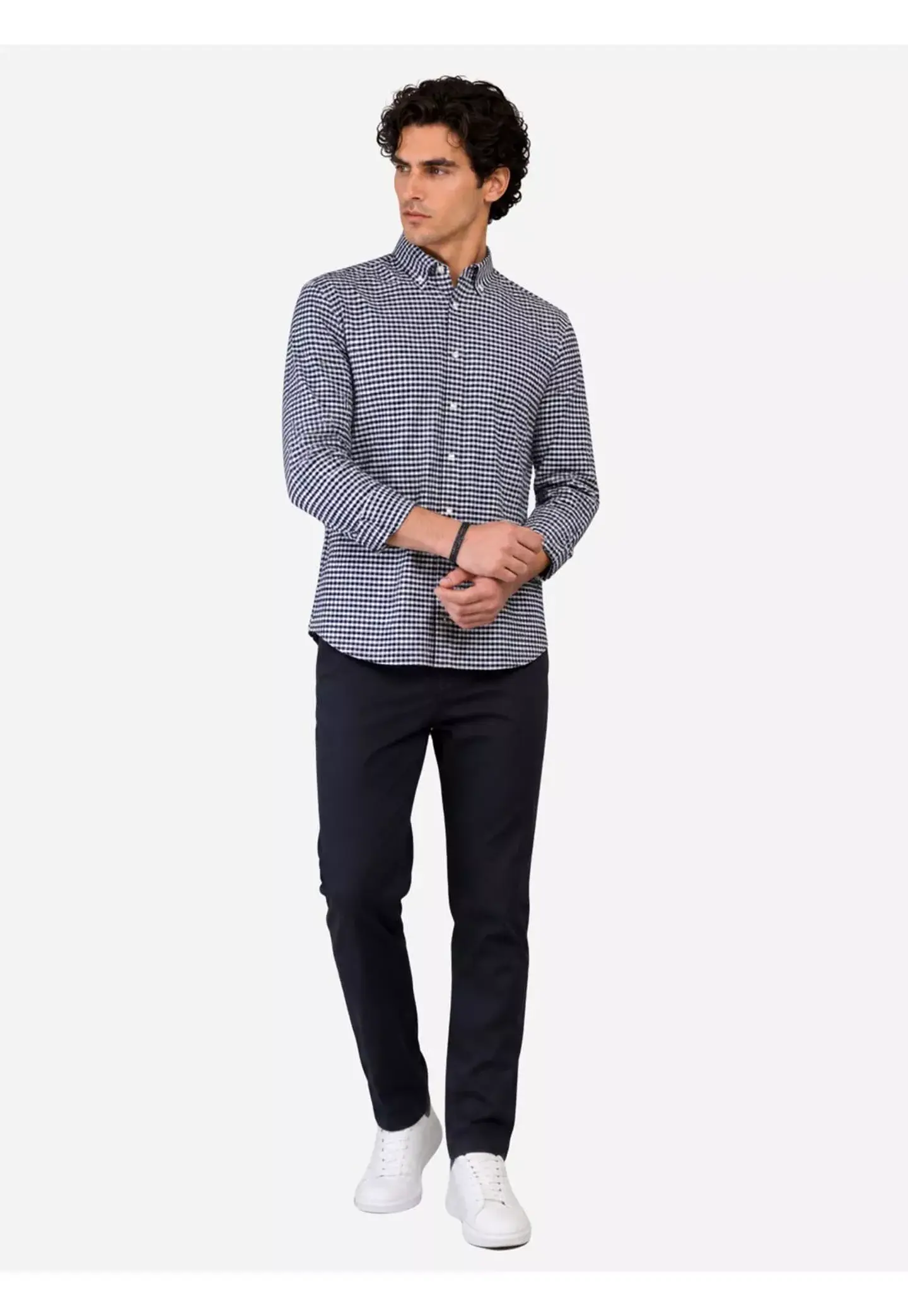 Camisa Hombre M/l Cuadrille S/b Arrow Cm33015az Azul S 1