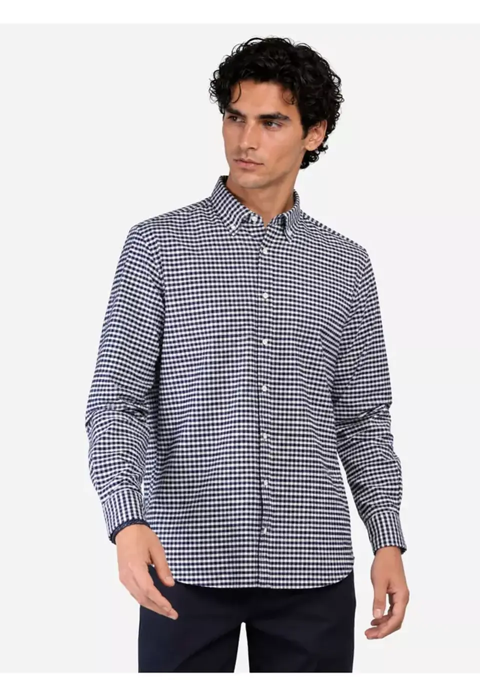 Camisa Hombre M/l Cuadrille S/b Arrow Cm33015az Azul S 4