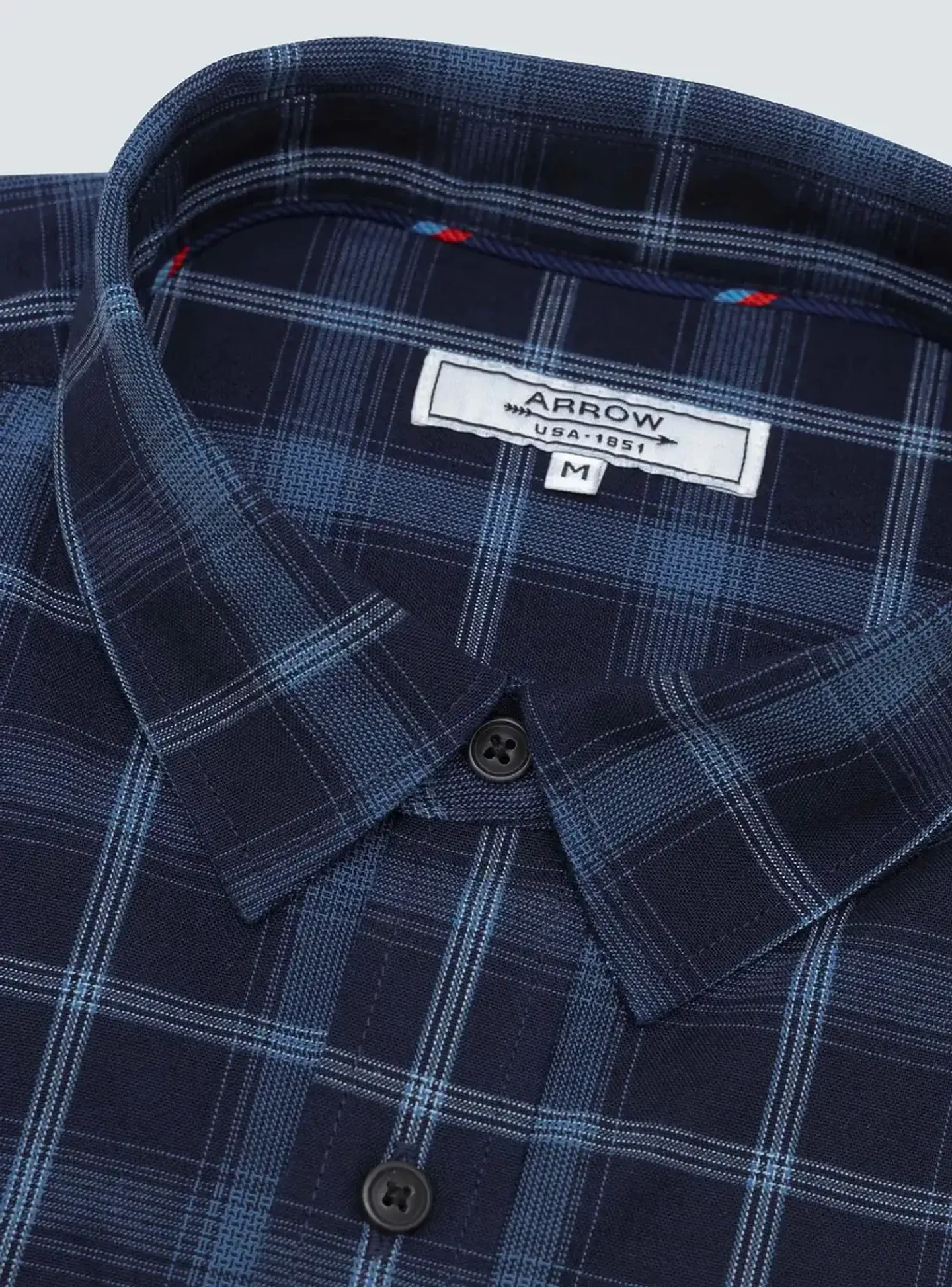 Camisa Hombre M/l Cuadros S/b Arrow Cm33013az Azul S 4