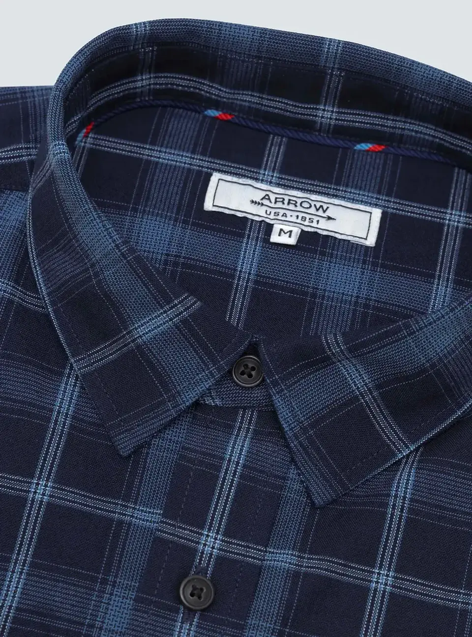 Camisa Hombre M/l Cuadros S/b Arrow Cm33013az Azul S 4