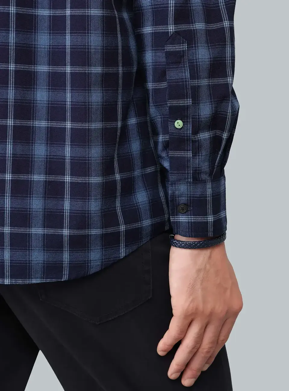 Camisa Hombre M/l Cuadros S/b Arrow Cm33013az Azul S 5