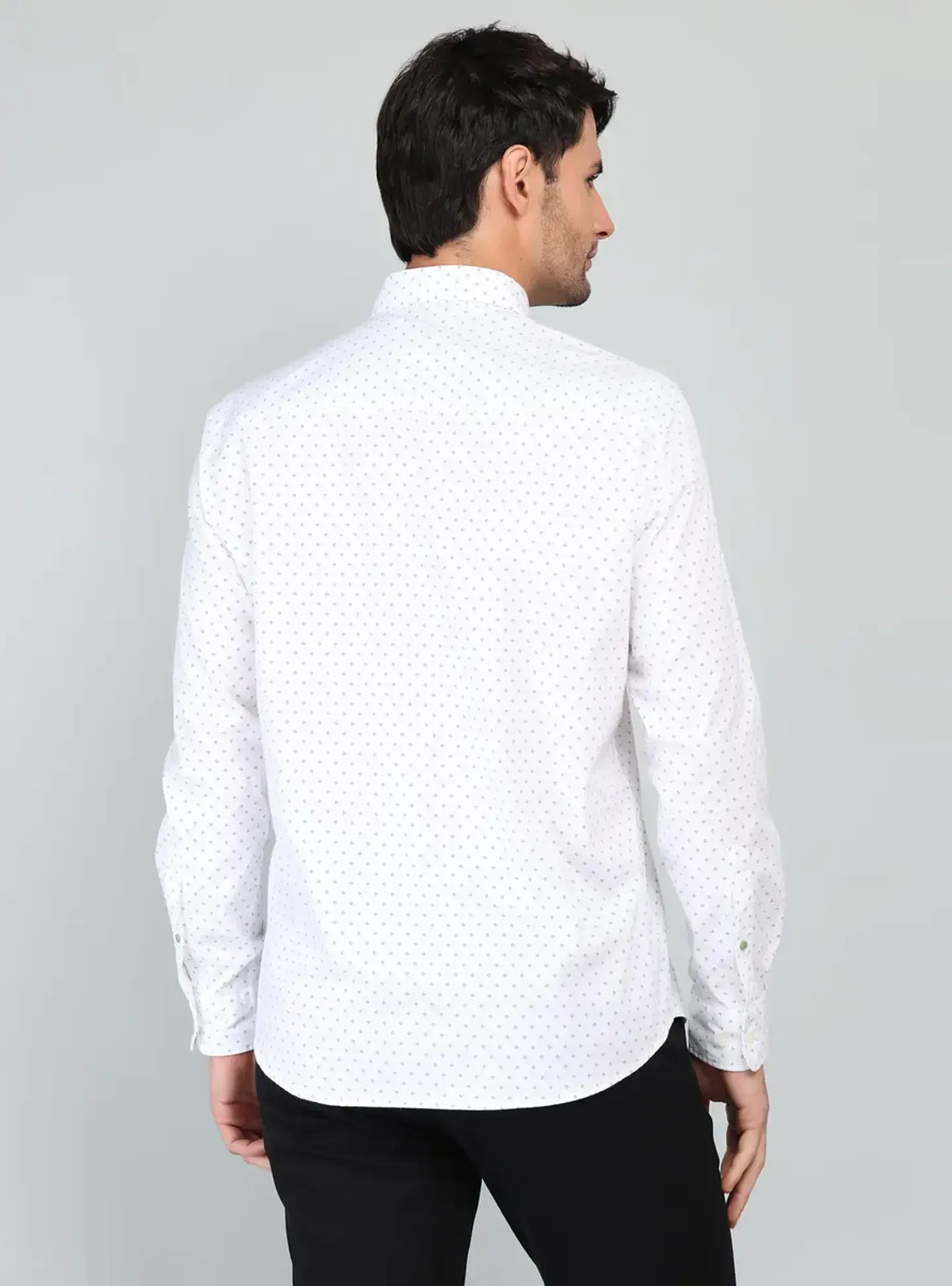 Camisa Hombre M/l Full Print S/b Spandex Arrow Cm33011bl Blanco S 2