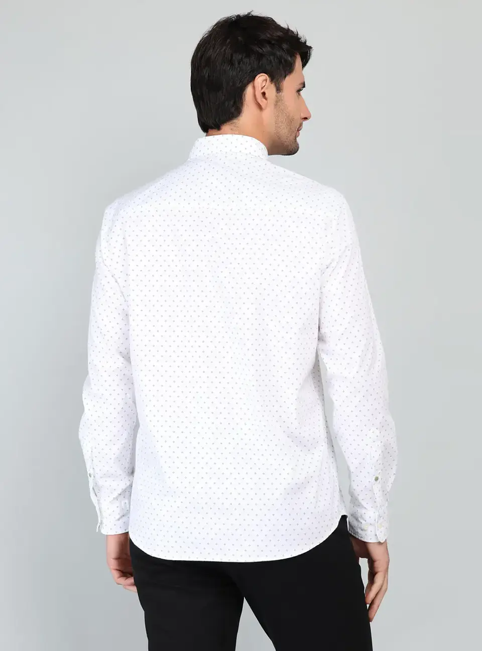 Camisa Hombre M/l Full Print S/b Spandex Arrow Cm33011bl Blanco S 2