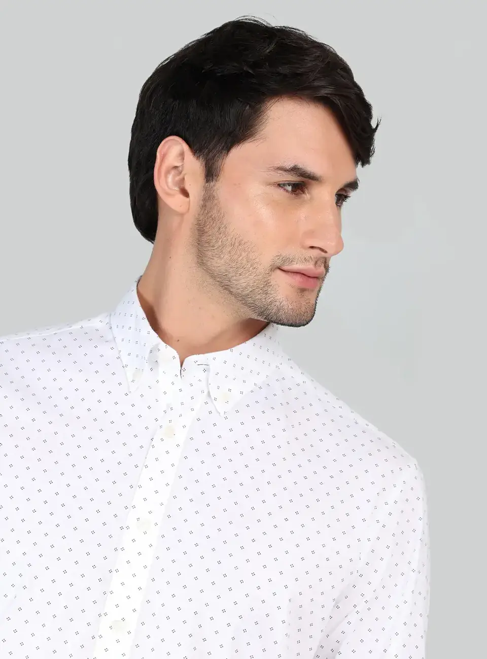 Camisa Hombre M/l Full Print S/b Spandex Arrow Cm33011bl Blanco S 3