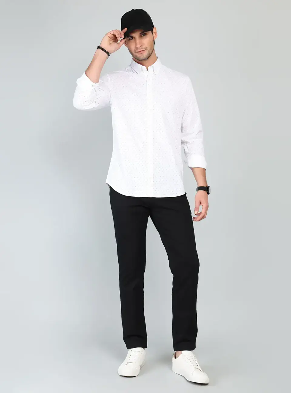 Camisa Hombre M/l Full Print S/b Spandex Arrow Cm33011bl Blanco S 5