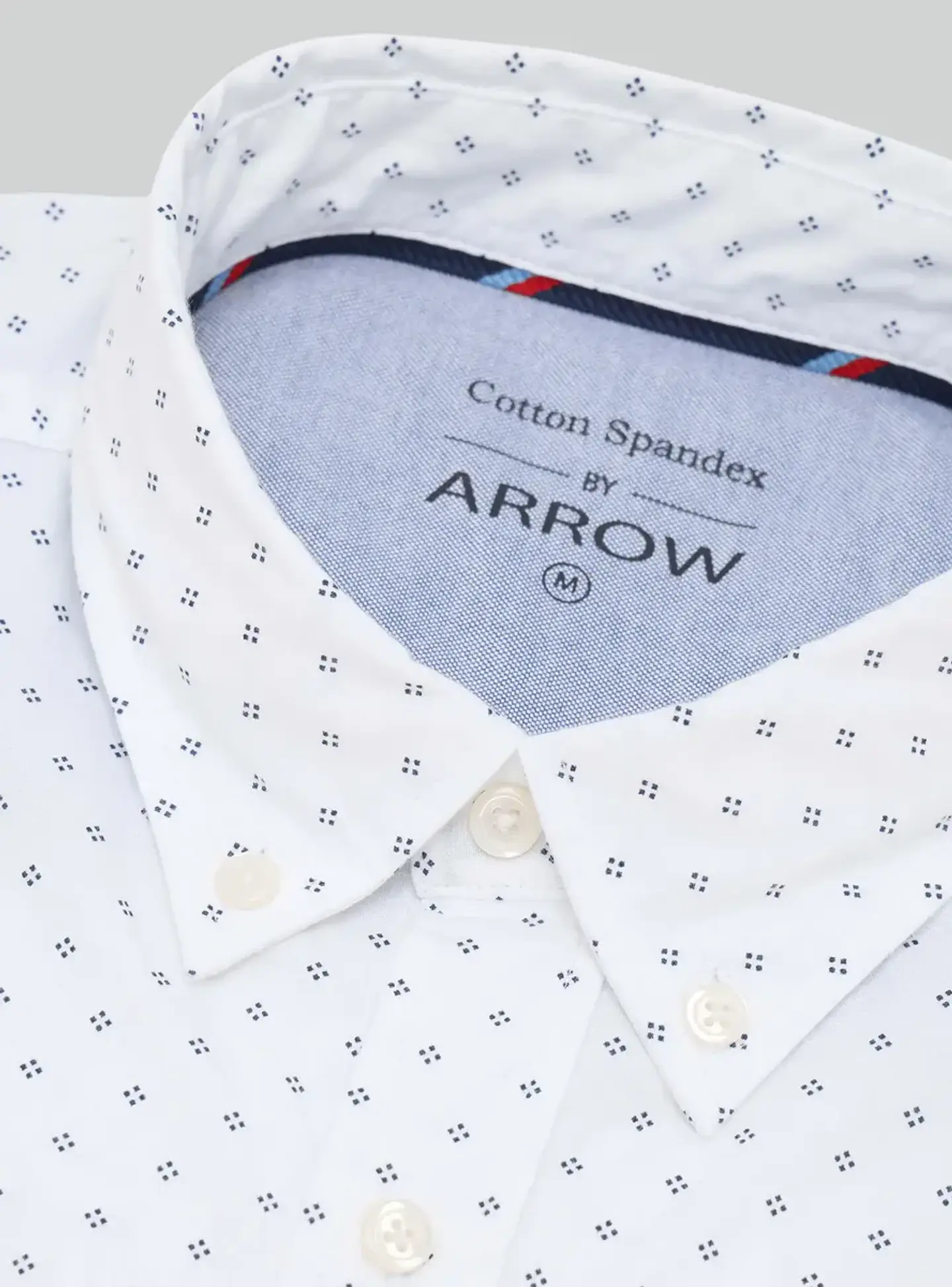 Camisa Hombre M/l Full Print S/b Spandex Arrow Cm33011bl Blanco S 6
