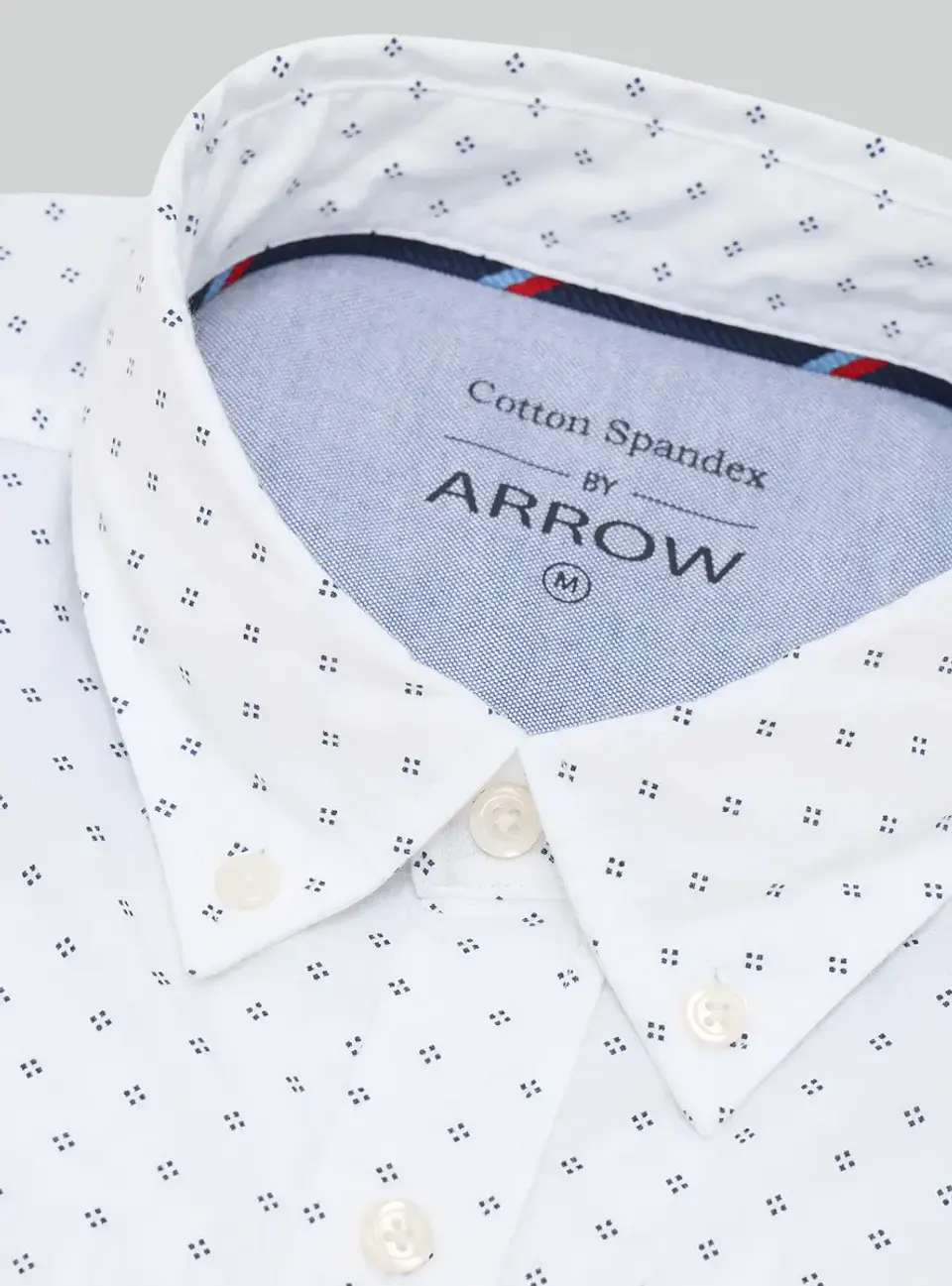 Camisa Hombre M/l Full Print S/b Spandex Arrow Cm33011bl Blanco S 6