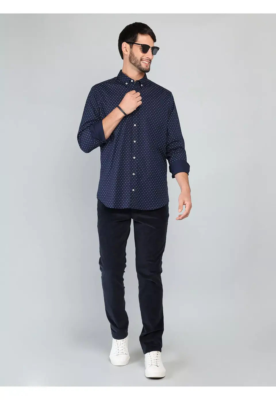 Camisa Hombre M/l Full Print S/b Spandex Arrow Cm33011az Azul L 2