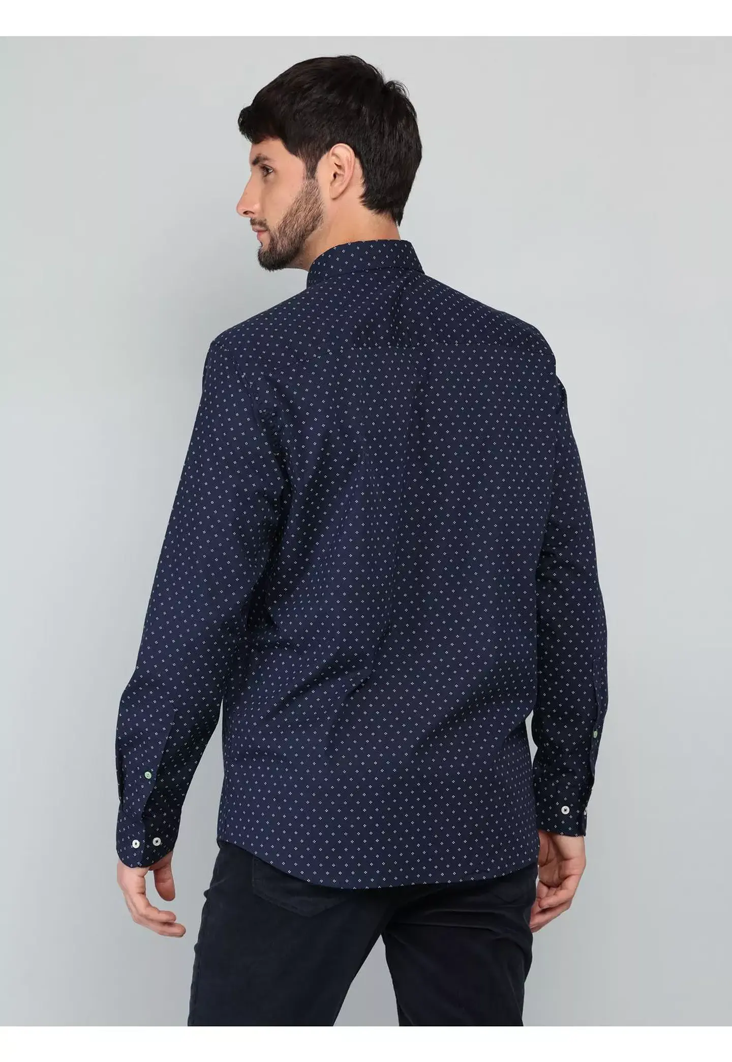 Camisa Hombre M/l Full Print S/b Spandex Arrow Cm33011az Azul L 5