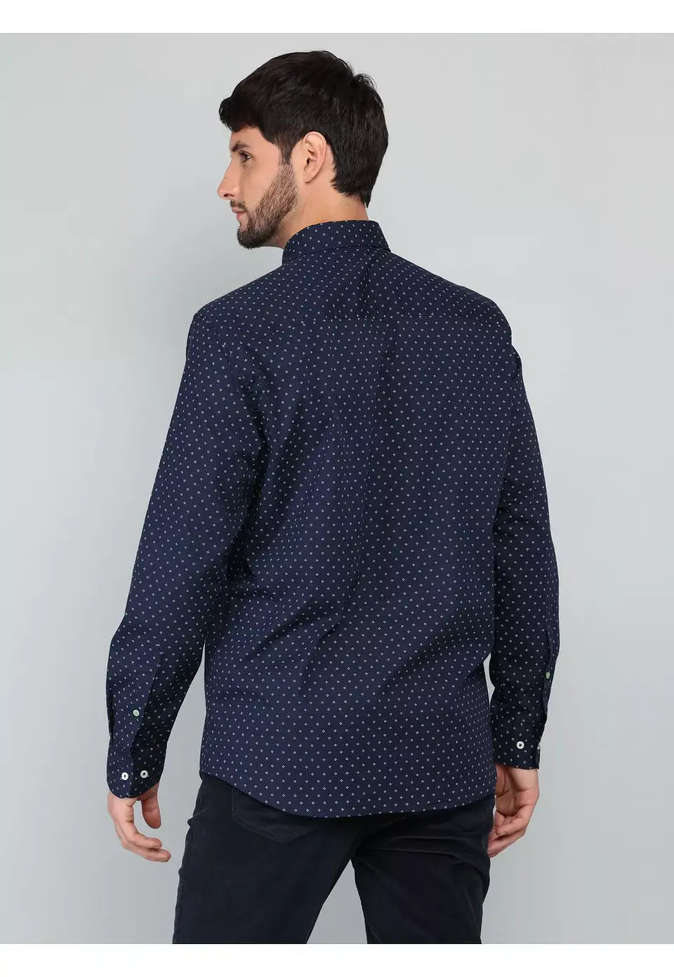Camisa Hombre M/l Full Print S/b Spandex Arrow Cm33011az Azul L 5