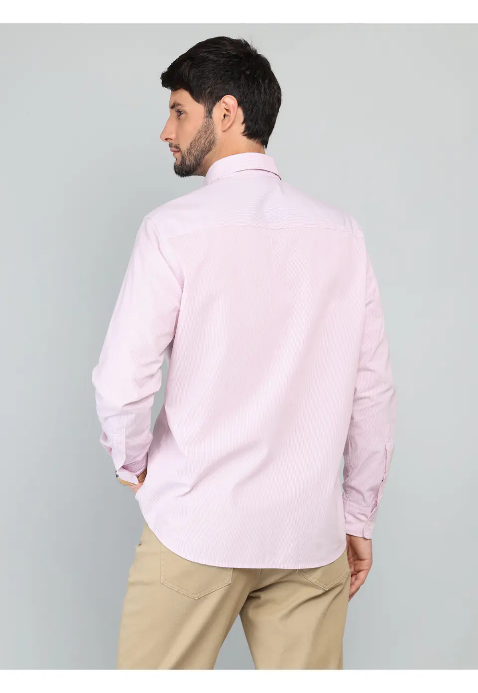 Camisa Hombre M/l Microlistado S/b Spandex Arrow Cm33008rd Rosado S 3