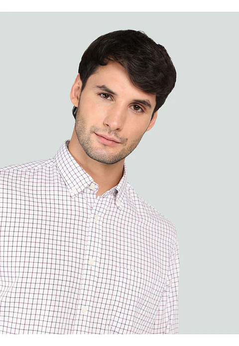 Camisa Hombre M/l Cuadros C/b Arrow Cm33004ro Rojo S