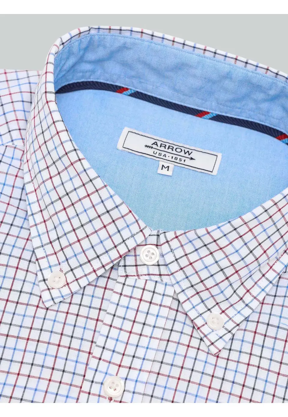 Camisa Hombre M/l Cuadros S/b Arrow Cm33003ro Rojo S 4