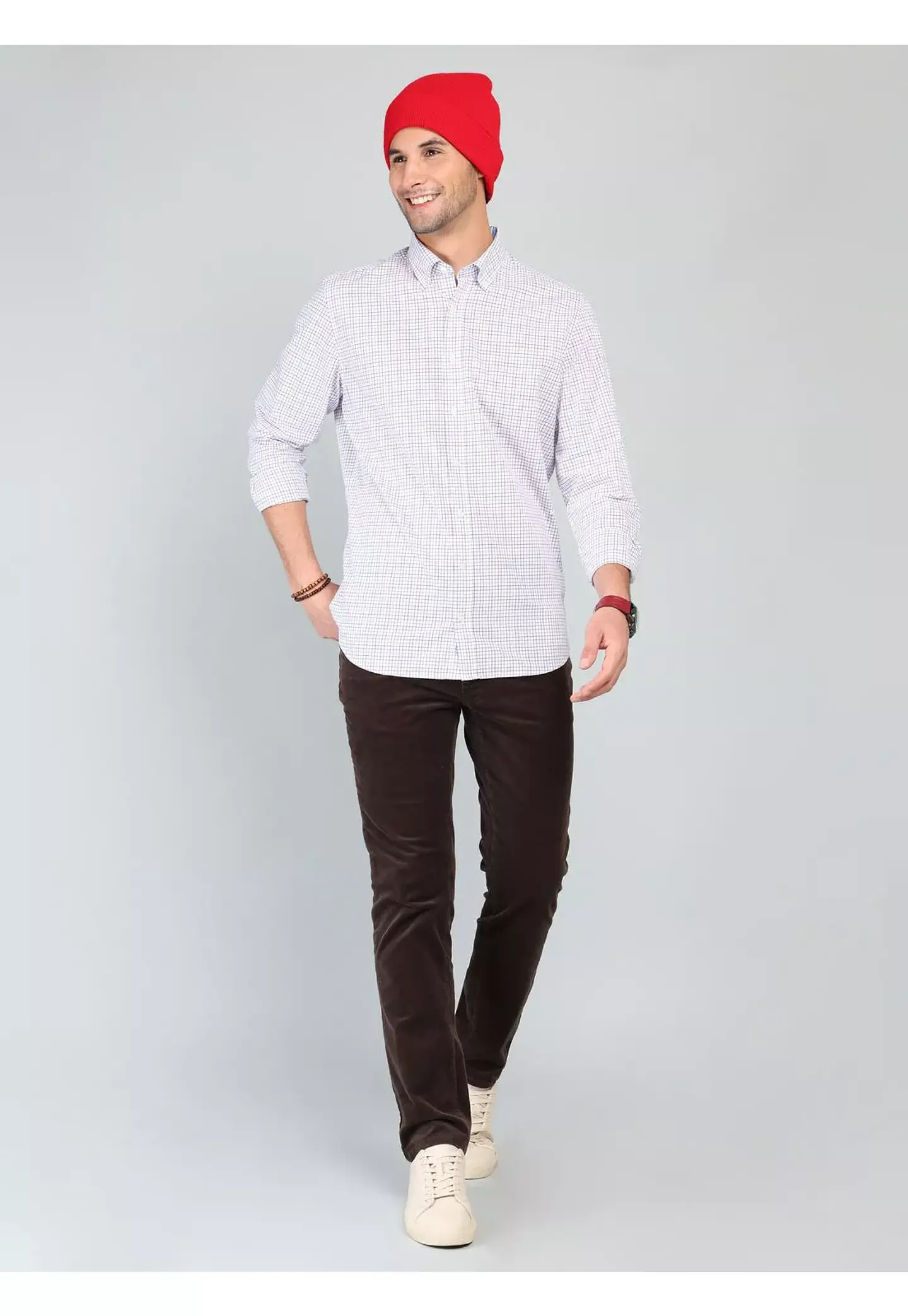 Camisa Hombre M/l Cuadros S/b Arrow Cm33003ro Rojo S 5