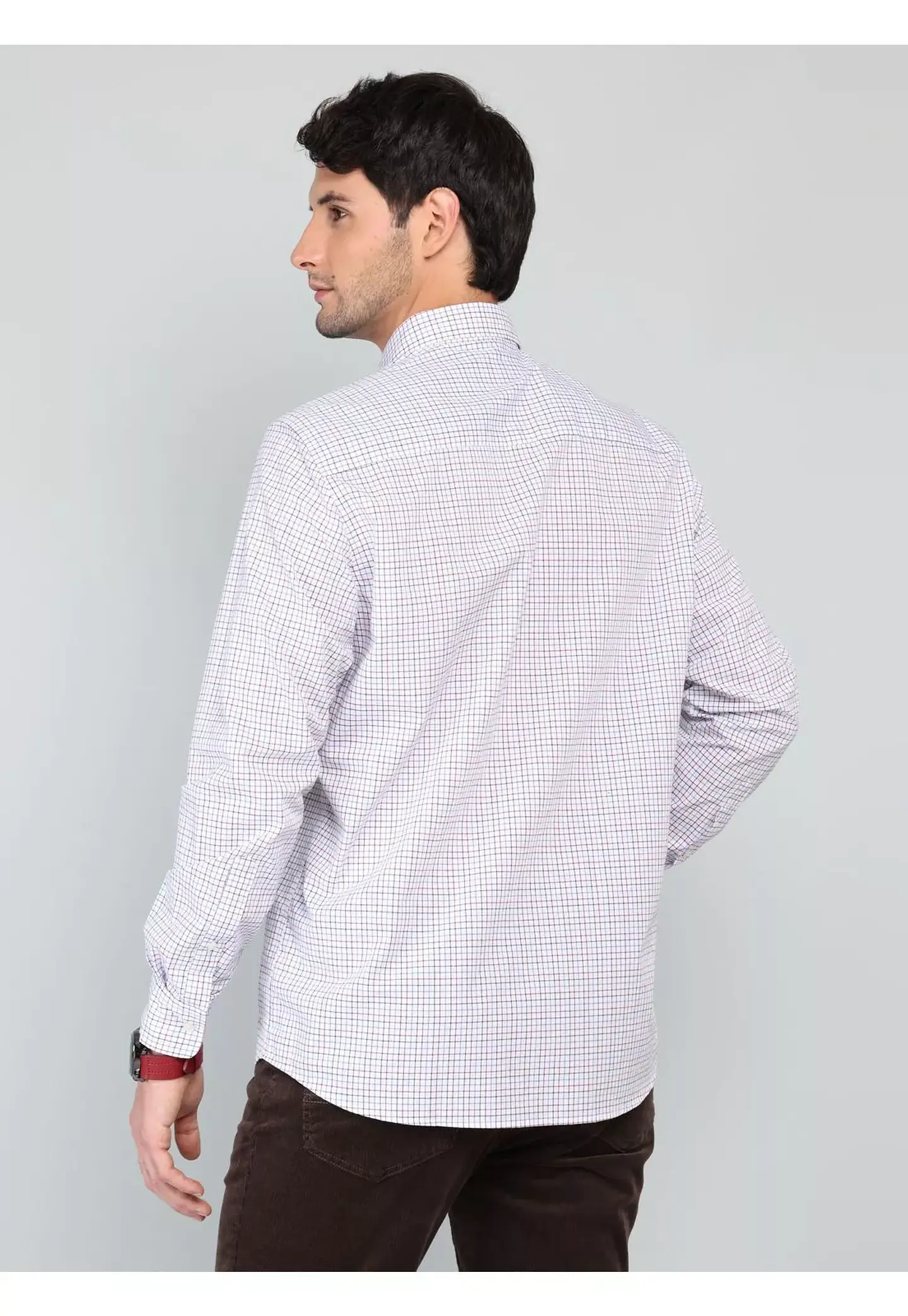 Camisa Hombre M/l Cuadros S/b Arrow Cm33003ro Rojo S 3