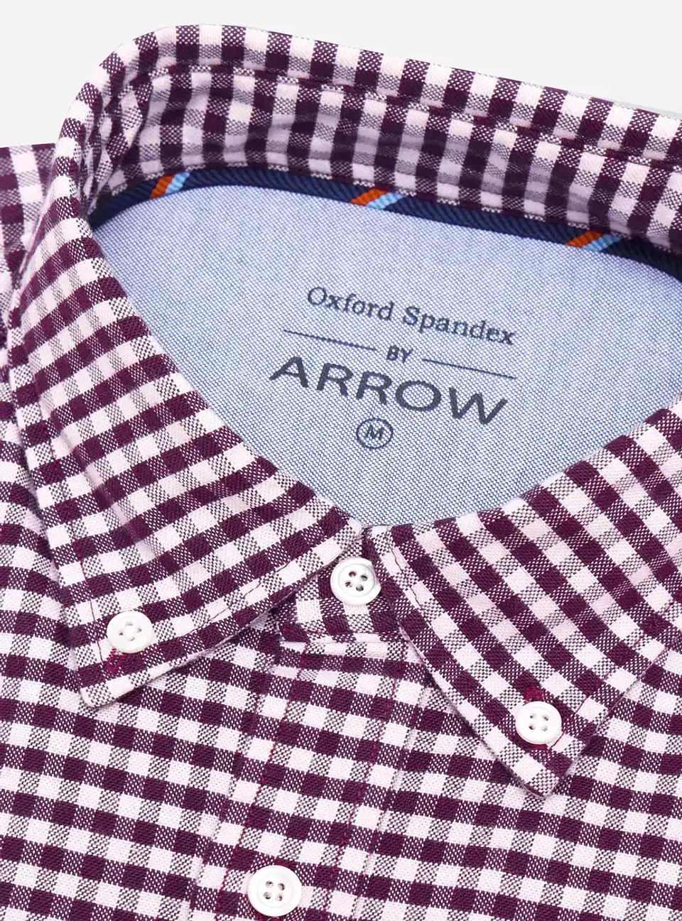 Camisa Hombre M/l Cuadrille S/b Arrow Cm33015bu Burdeo S 5