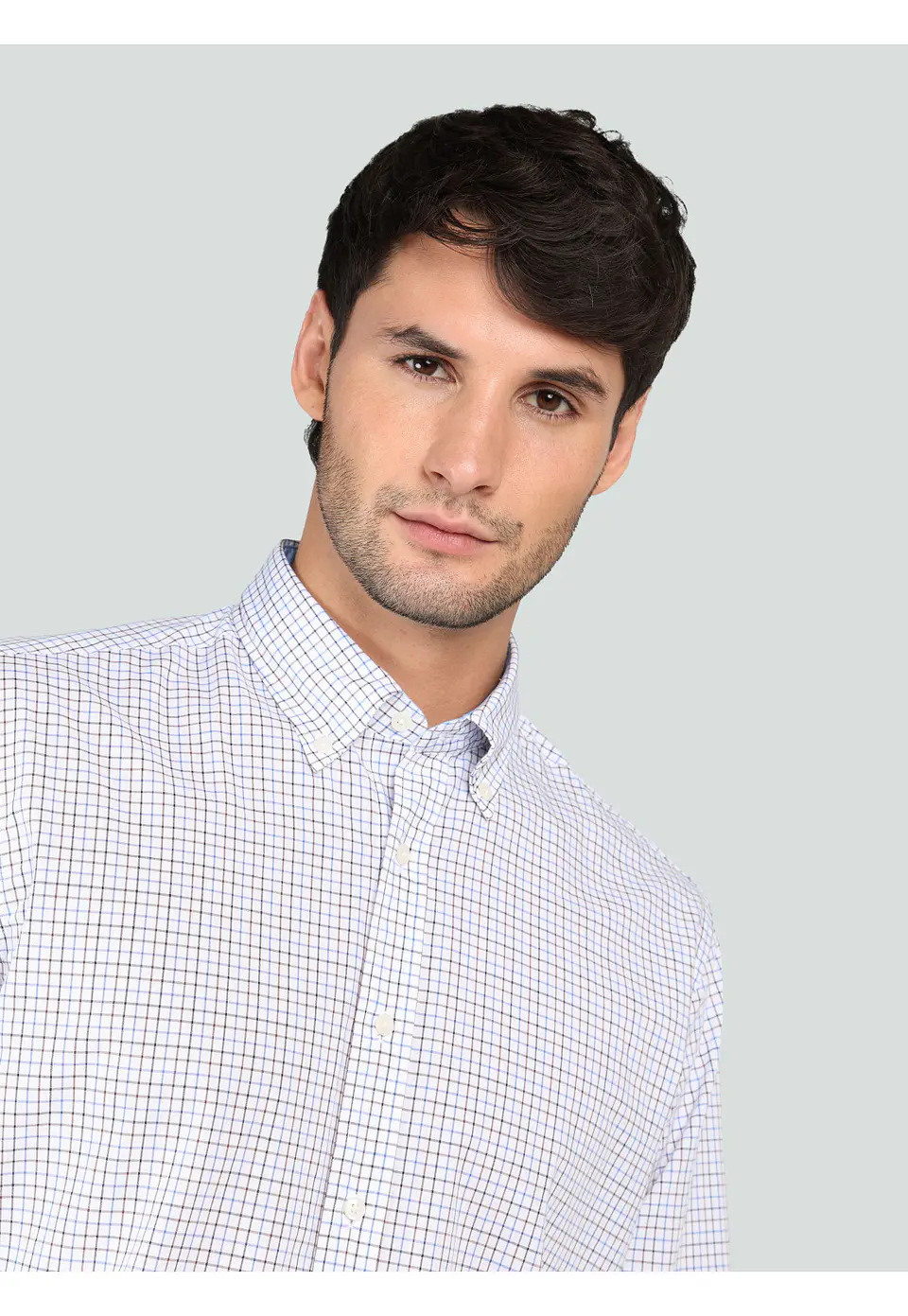 Camisa Hombre M/l Cuadros S/b Arrow Cm33003az Azul S 2