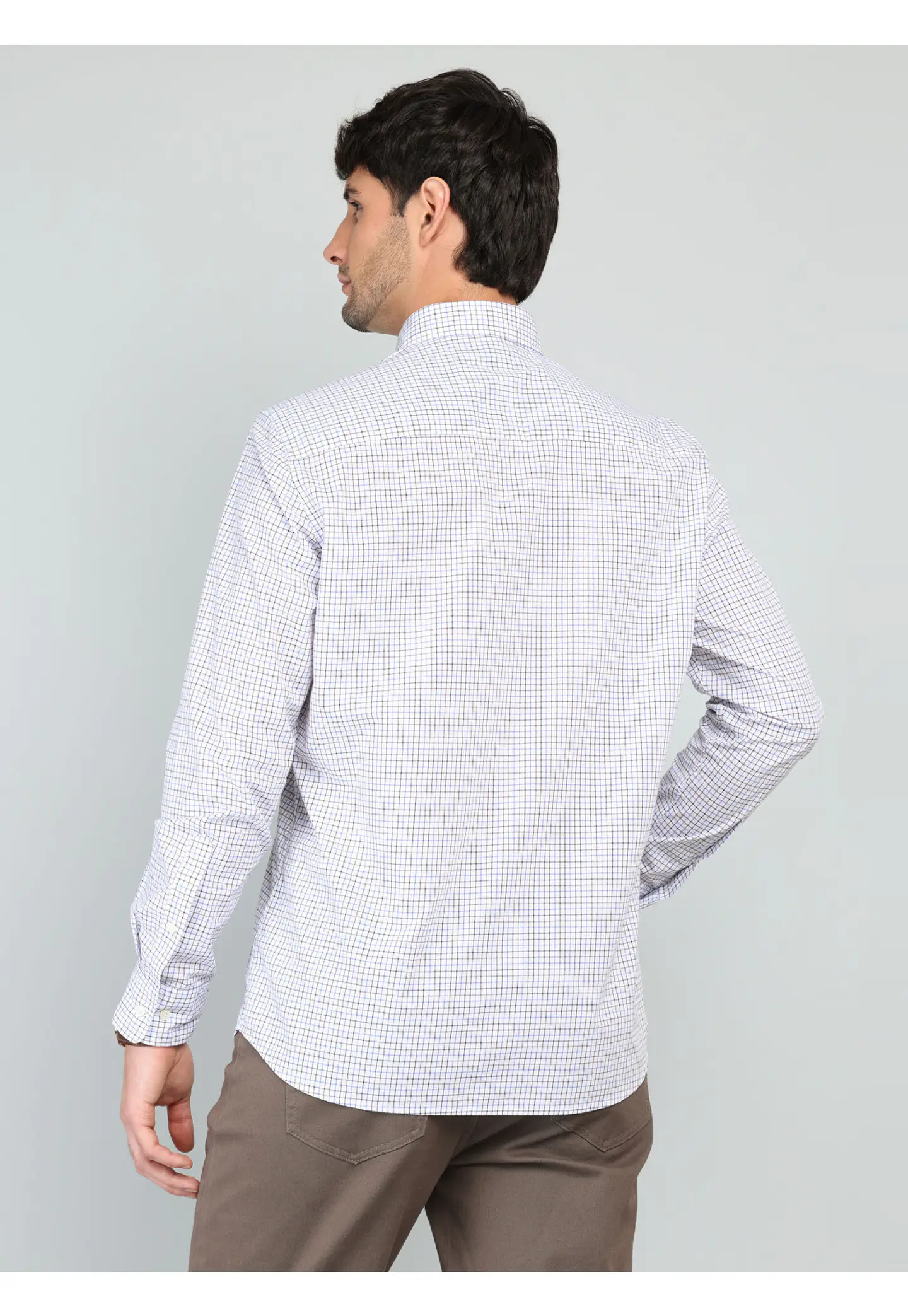 Camisa Hombre M/l Cuadros S/b Arrow Cm33003az Azul S 3