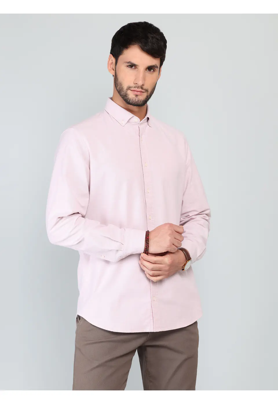 Camisa Hombre M/l Oxford Lisa S/b Spandex Arrow Cm33001ro Rojo S 1