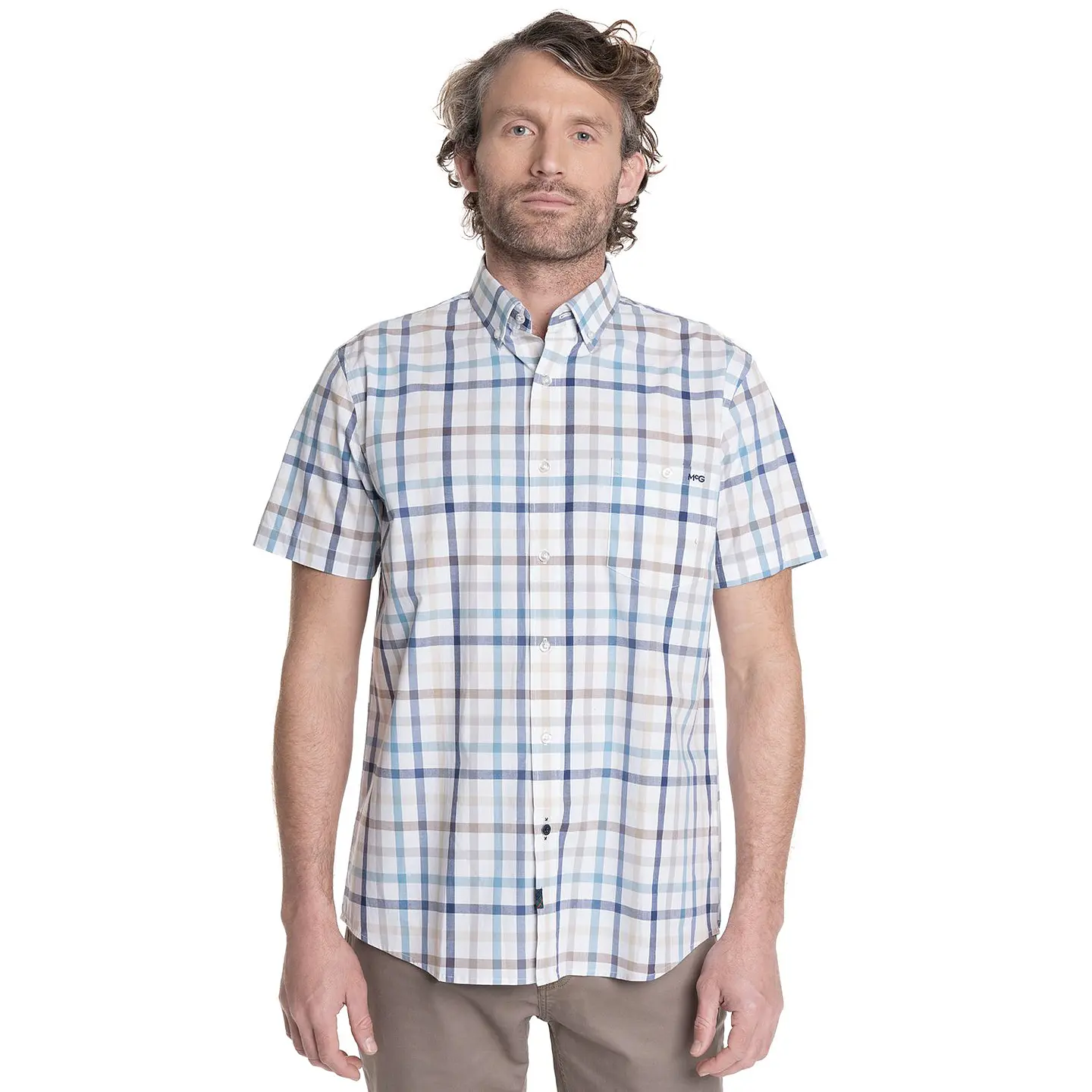 Camisa Hombre M/c Cuadros Apollo Mc-gregor Mgv625020n-574 Paq. Vela S 1