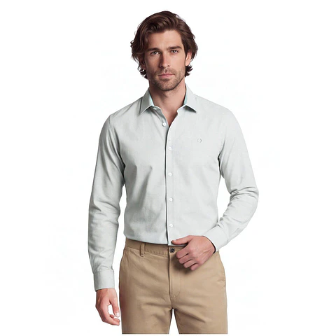 Camisa Hombre M/l Jacquard Tailored Alg/poly Granada Potros Ptv701131n-503 Gris S