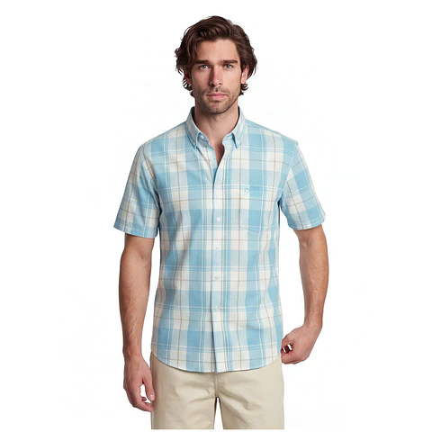 Camisa Hombre M/c Cuadros Regular Fit Alg/poly Edimburgo Potros Ptv725082n-5 Rojo S Ptv725082n-554
