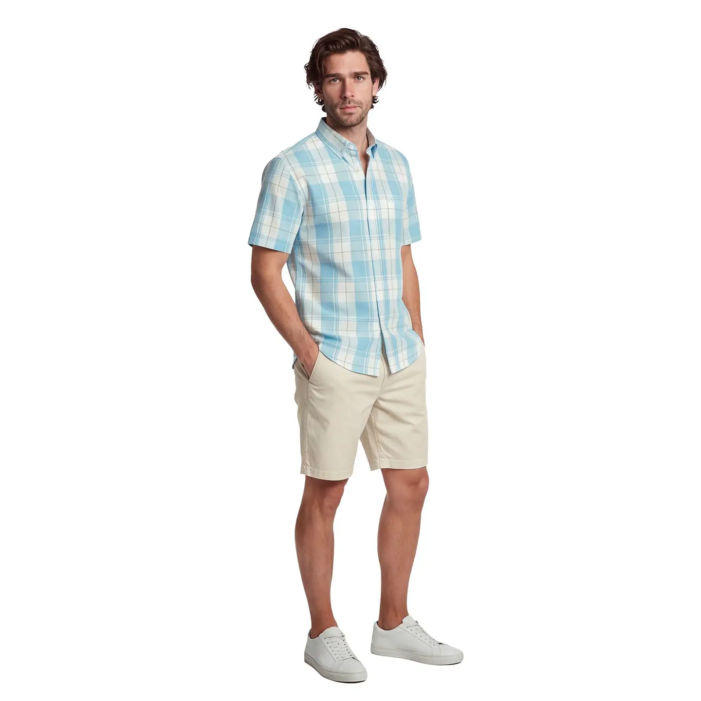Camisa Hombre M/c Cuadros Regular Fit Alg/poly Edimburgo Potros Ptv725082n-5 Rojo S Ptv725082n-554 4