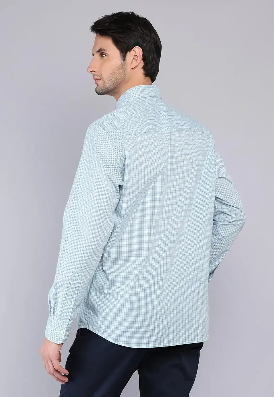 Camisa Hombre M/l Cuadrille C/b Arrow Cm33009ce Celeste S 2