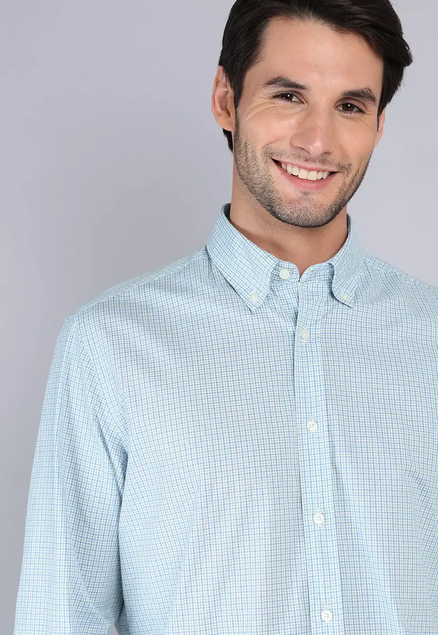 Camisa Hombre M/l Cuadrille C/b Arrow Cm33009ce Celeste S 3