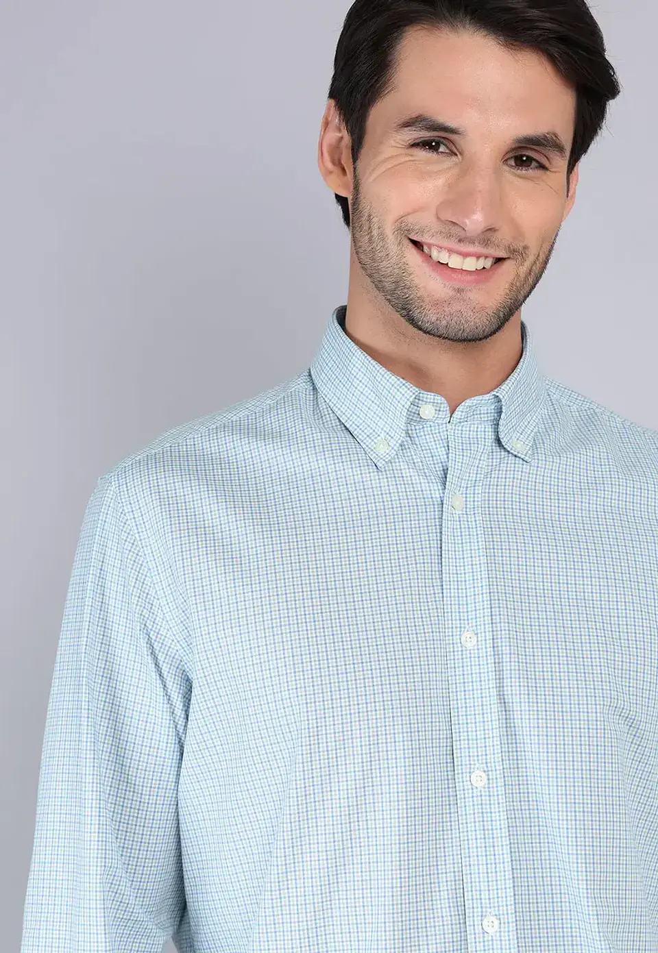 Camisa Hombre M/l Cuadrille C/b Arrow Cm33009ce Celeste S 3
