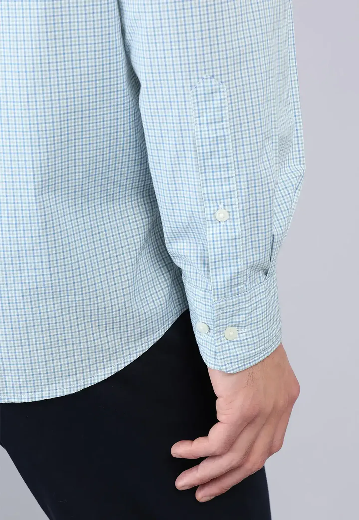 Camisa Hombre M/l Cuadrille C/b Arrow Cm33009ce Celeste S 6