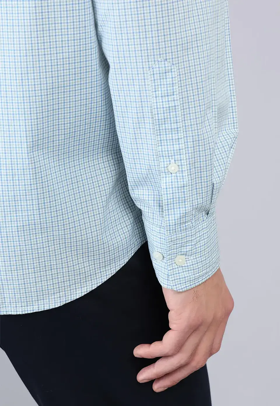 Camisa Hombre M/l Cuadrille C/b Arrow Cm33009ce Celeste S 6